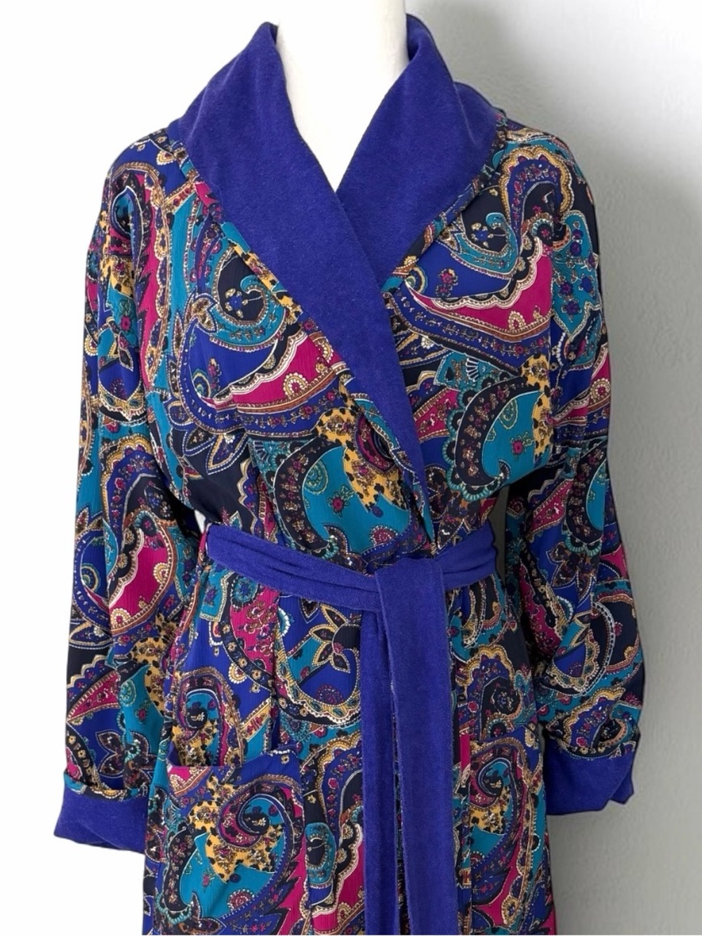 Victoria's Secret Vintage 90’s Paisley Long Robe Purple & Blue XS/S